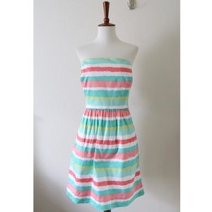 Vineyard Vines Painted Stripe Strapless Dress Pink Green White Size 6